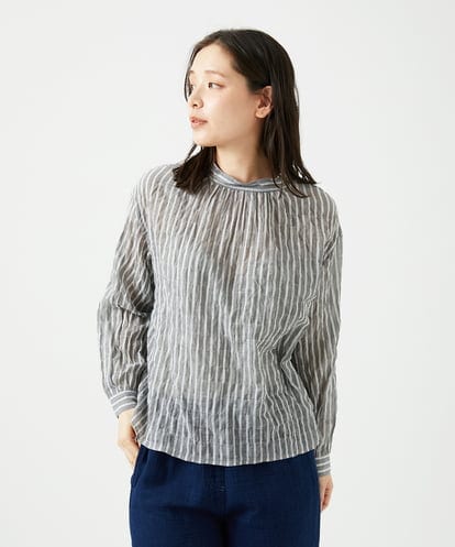 NGBED13230 GIANNI LO GIUDICE [洗える]テンセルシャーリングストライプブラウス