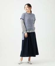 NGBED13230 GIANNI LO GIUDICE(ジャンニ ロ ジュディチェ) [洗える]テンセルシャーリングストライプブラウス ダークグレー