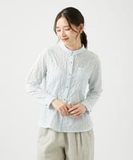 NGBEF14230 GIANNI LO GIUDICE(ジャンニ ロ ジュディチェ) [洗える]シャーリングシャンブレーブラウス ライトブルー