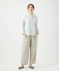 NGBEF14230 GIANNI LO GIUDICE(ジャンニ ロ ジュディチェ) [洗える]シャーリングシャンブレーブラウス ライトブルー
