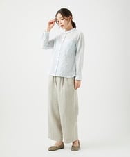 NGBEF14230 GIANNI LO GIUDICE(ジャンニ ロ ジュディチェ) [洗える]シャーリングシャンブレーブラウス ライトブルー