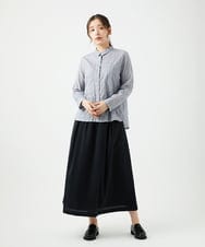 NGBEF14230 GIANNI LO GIUDICE(ジャンニ ロ ジュディチェ) [洗える]シャーリングシャンブレーブラウス ネイビー