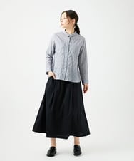 NGBEF14230 GIANNI LO GIUDICE(ジャンニ ロ ジュディチェ) [洗える]シャーリングシャンブレーブラウス ネイビー
