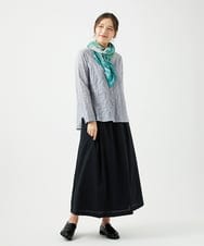 NGBEF14230 GIANNI LO GIUDICE(ジャンニ ロ ジュディチェ) [洗える]シャーリングシャンブレーブラウス ネイビー