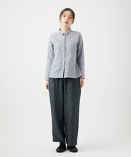 NGBEF14230 GIANNI LO GIUDICE(ジャンニ ロ ジュディチェ) [洗える]シャーリングシャンブレーブラウス ネイビー