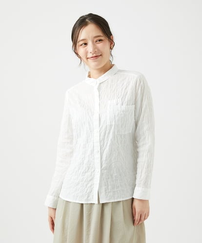 NGBEF14230 GIANNI LO GIUDICE [洗える]シャーリングシャンブレーブラウス