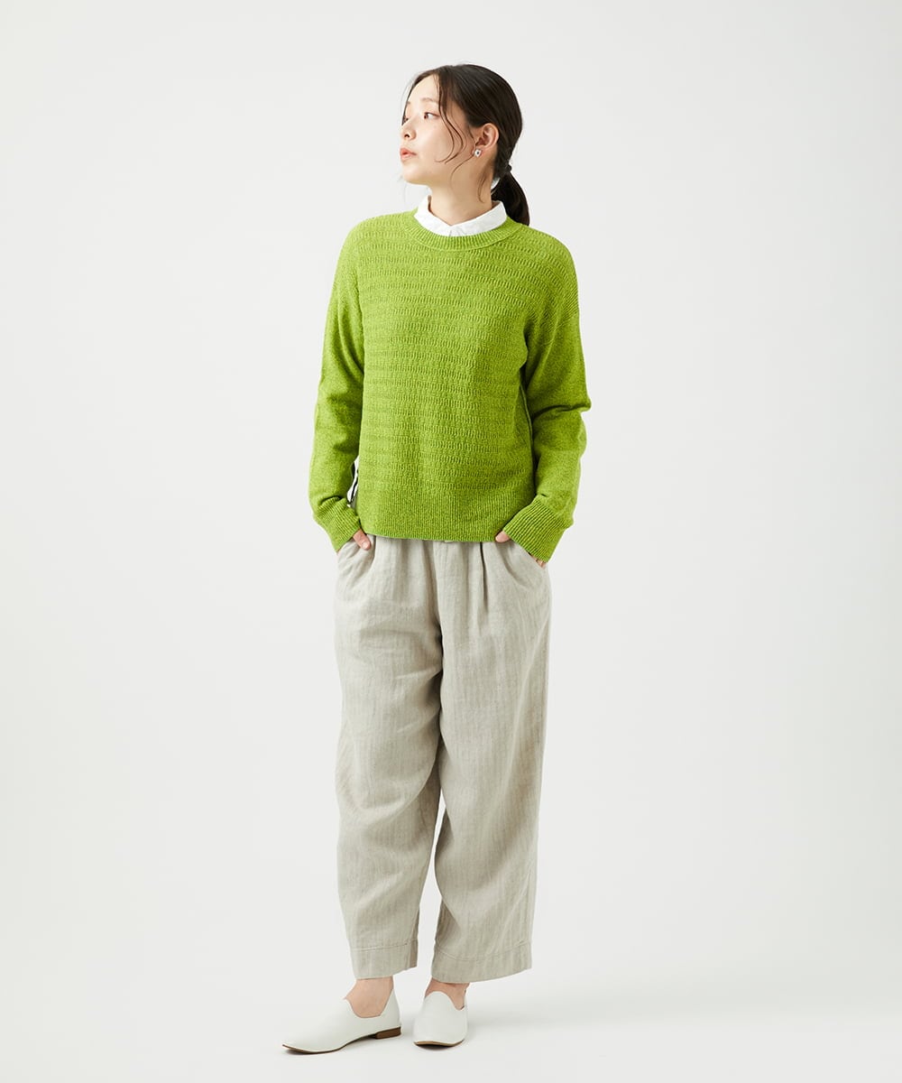NGBEF14230 GIANNI LO GIUDICE(ジャンニ ロ ジュディチェ) [洗える]シャーリングシャンブレーブラウス ホワイト