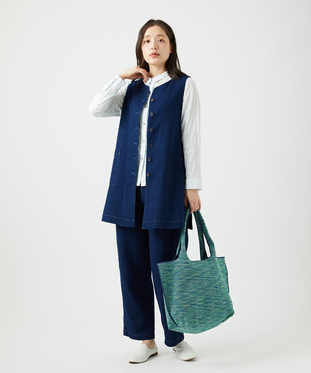 NGBEF14230 GIANNI LO GIUDICE(ジャンニ ロ ジュディチェ) [洗える]シャーリングシャンブレーブラウス ホワイト