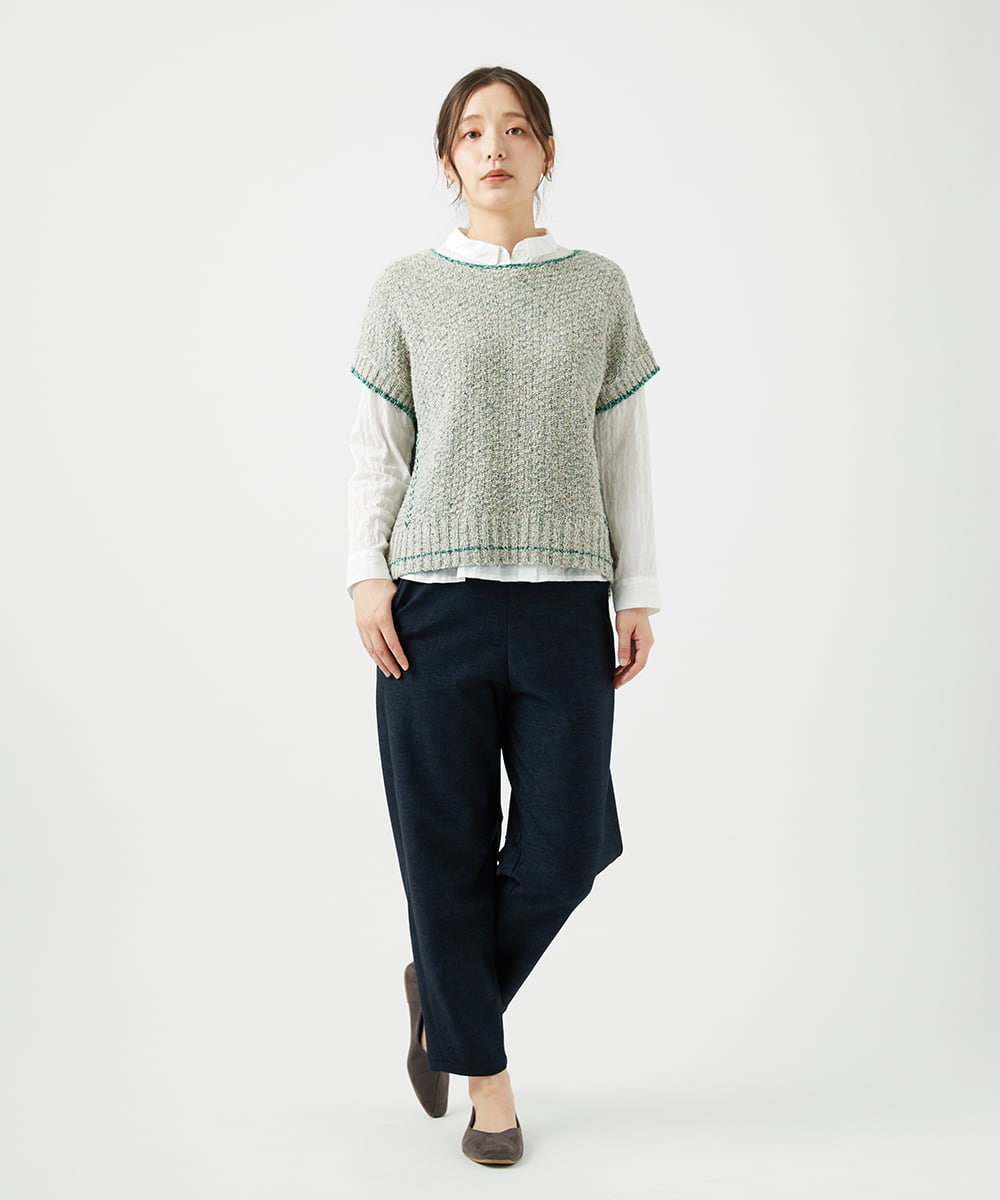 NGBEF14230 GIANNI LO GIUDICE(ジャンニ ロ ジュディチェ) [洗える]シャーリングシャンブレーブラウス ホワイト