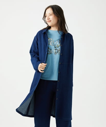 NGBEF15390 GIANNI LO GIUDICE [洗える]二重織ガーゼデニム製品染めブラウス