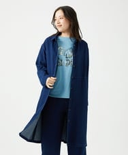 NGBEF15390 GIANNI LO GIUDICE(ジャンニ ロ ジュディチェ) [洗える]二重織ガーゼデニム製品染めブラウス ネイビー