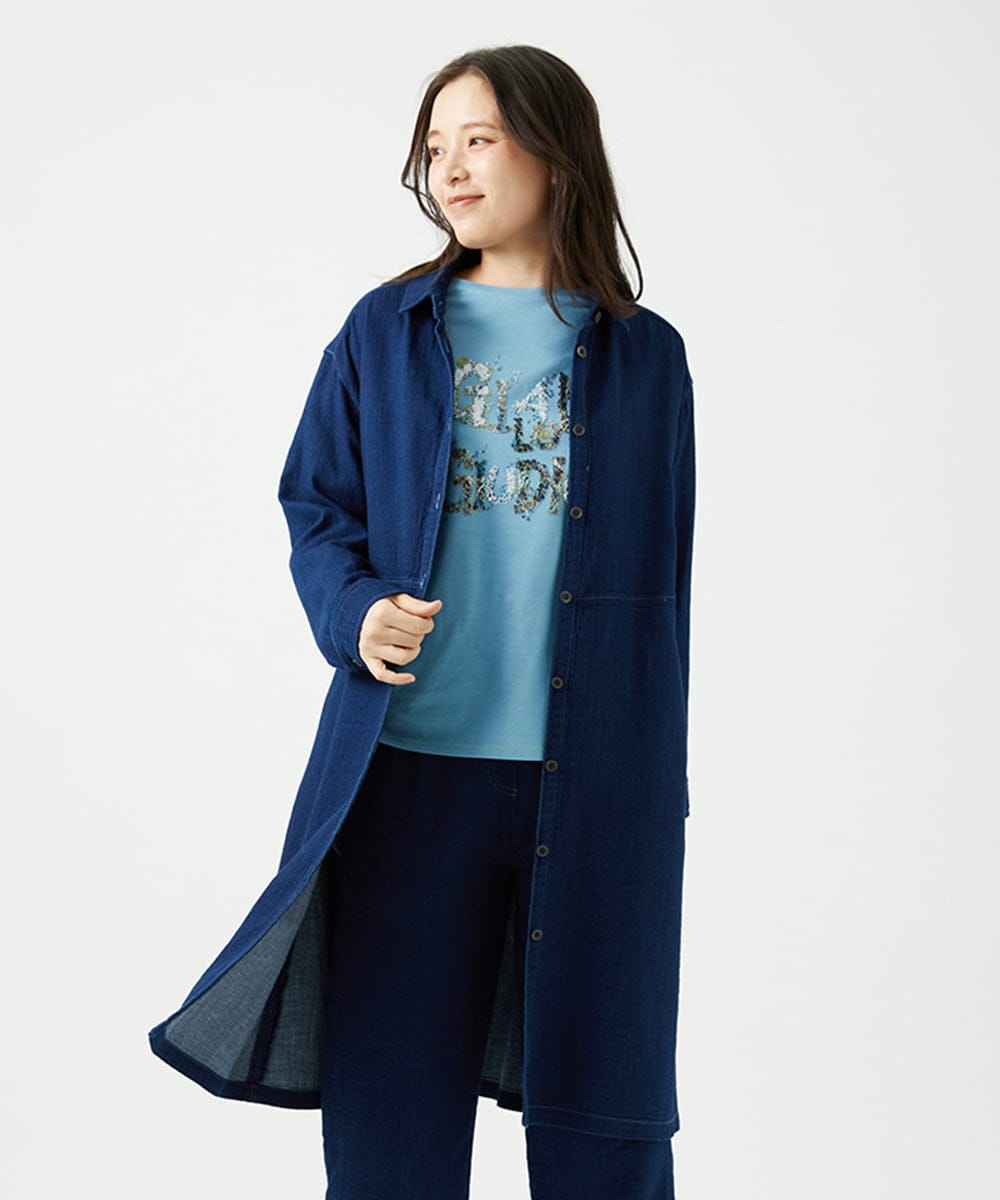 NGBEF15390 GIANNI LO GIUDICE [洗える]二重織ガーゼデニム製品染めブラウス