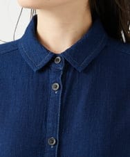 NGBEF15390 GIANNI LO GIUDICE(ジャンニ ロ ジュディチェ) [洗える]二重織ガーゼデニム製品染めブラウス ネイビー