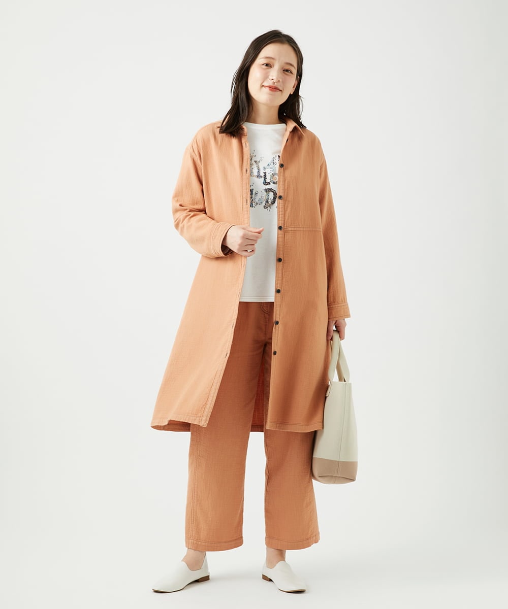 NGBEF15390 GIANNI LO GIUDICE(ジャンニ ロ ジュディチェ) [洗える]二重織ガーゼデニム製品染めブラウス ピンクベージュ