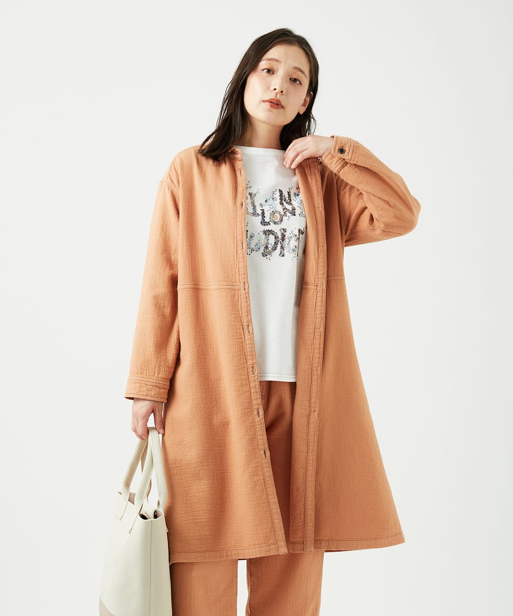 NGBEF15390 GIANNI LO GIUDICE(ジャンニ ロ ジュディチェ) [洗える]二重織ガーゼデニム製品染めブラウス ピンクベージュ