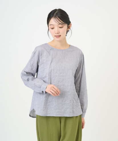 NGBEF19210 GIANNI LO GIUDICE [洗える・日本製]シャーリングシャンブレーブラウス