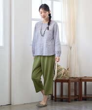 NGBEF19210 GIANNI LO GIUDICE(ジャンニ ロ ジュディチェ) [洗える・日本製]シャーリングシャンブレーブラウス ネイビー