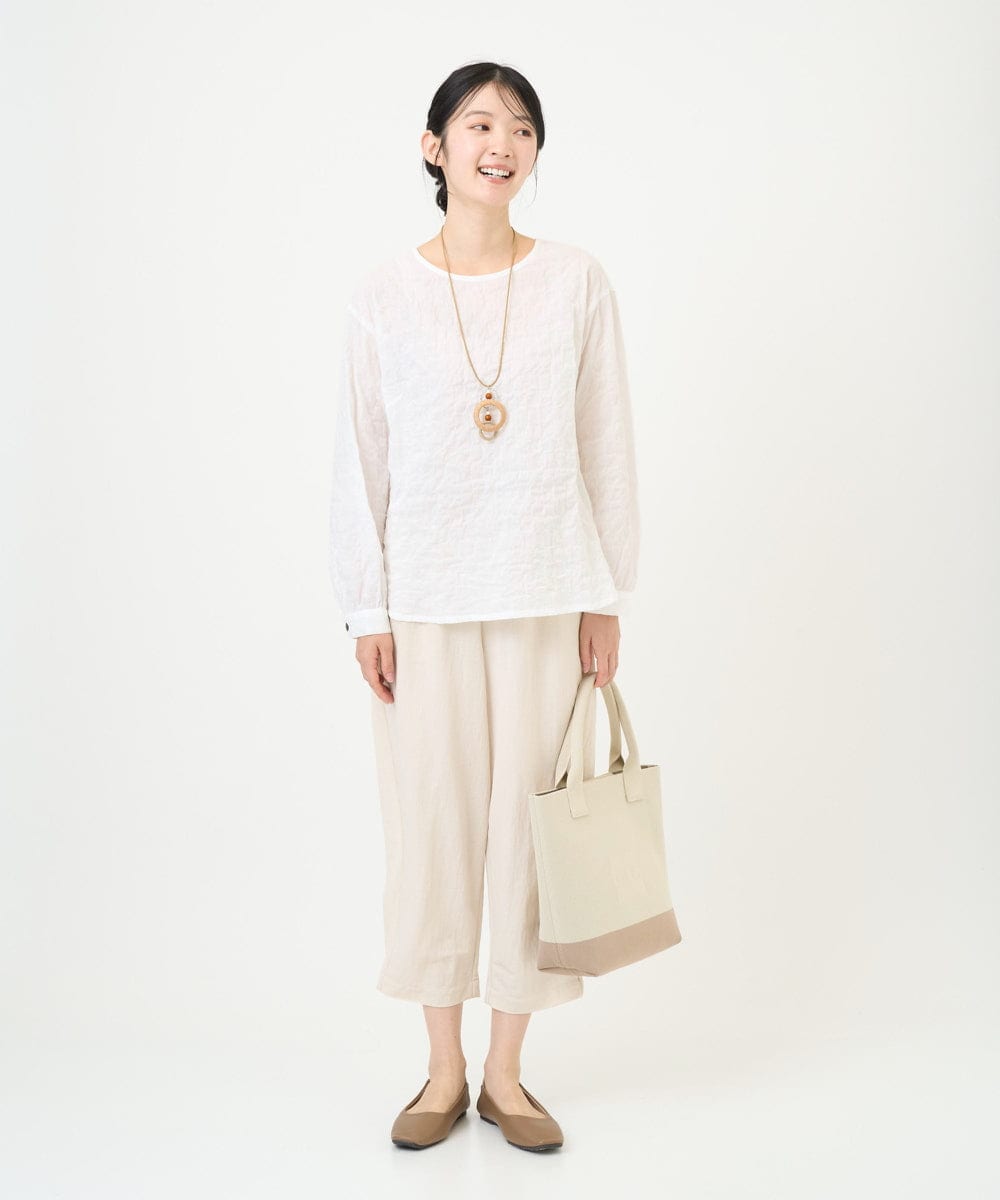 NGBEF19210 GIANNI LO GIUDICE(ジャンニ ロ ジュディチェ) [洗える・日本製]シャーリングシャンブレーブラウス ネイビー