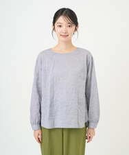 NGBEF19210 GIANNI LO GIUDICE(ジャンニ ロ ジュディチェ) [洗える・日本製]シャーリングシャンブレーブラウス ネイビー