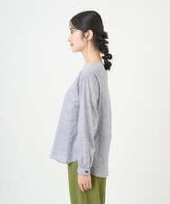 NGBEF19210 GIANNI LO GIUDICE(ジャンニ ロ ジュディチェ) [洗える・日本製]シャーリングシャンブレーブラウス ネイビー