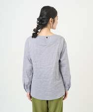 NGBEF19210 GIANNI LO GIUDICE(ジャンニ ロ ジュディチェ) [洗える・日本製]シャーリングシャンブレーブラウス ネイビー