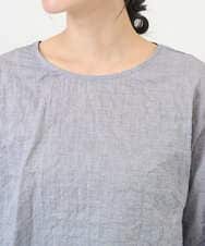 NGBEF19210 GIANNI LO GIUDICE(ジャンニ ロ ジュディチェ) [洗える・日本製]シャーリングシャンブレーブラウス ネイビー