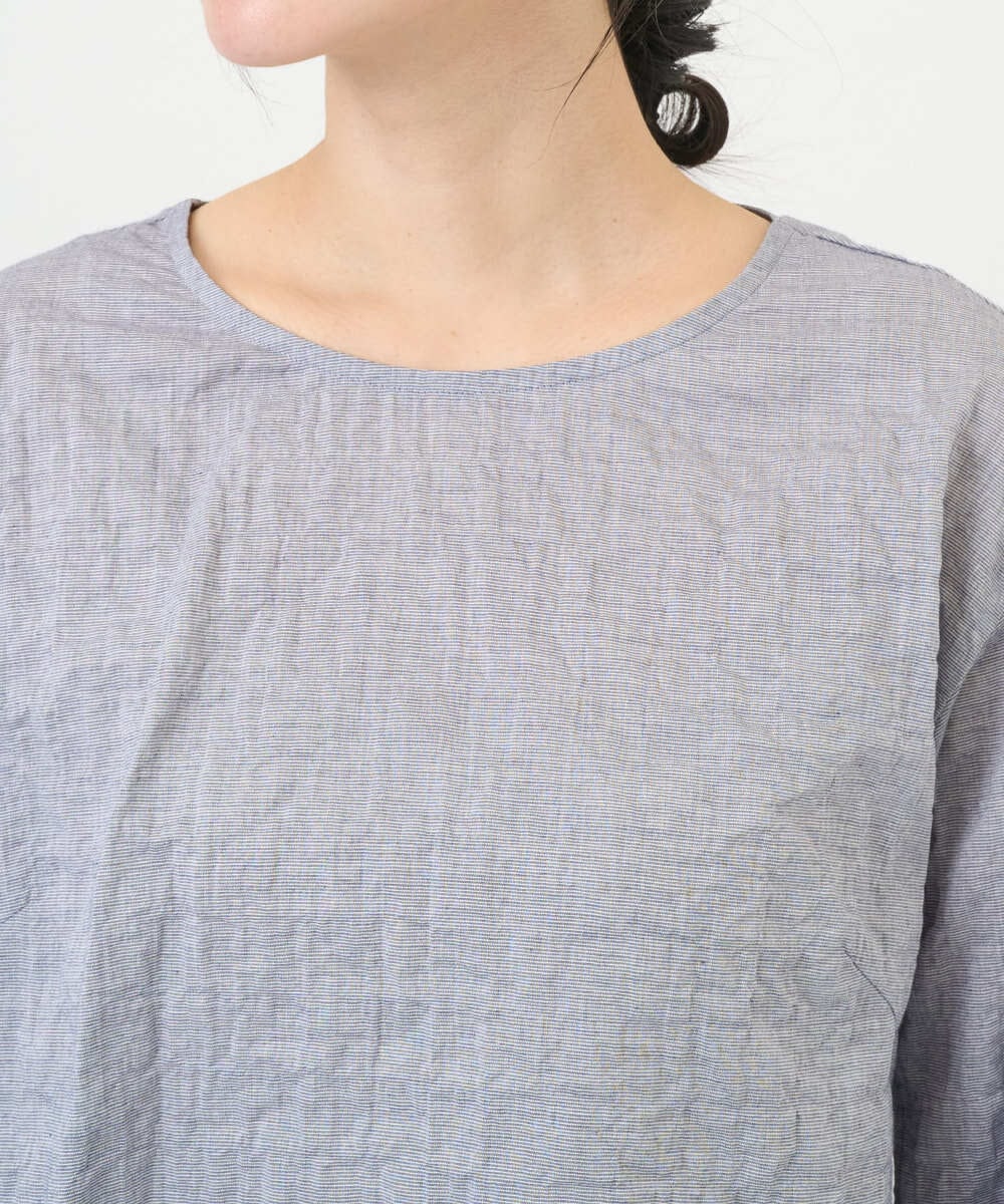 NGBEF19210 GIANNI LO GIUDICE(ジャンニ ロ ジュディチェ) [洗える・日本製]シャーリングシャンブレーブラウス ネイビー