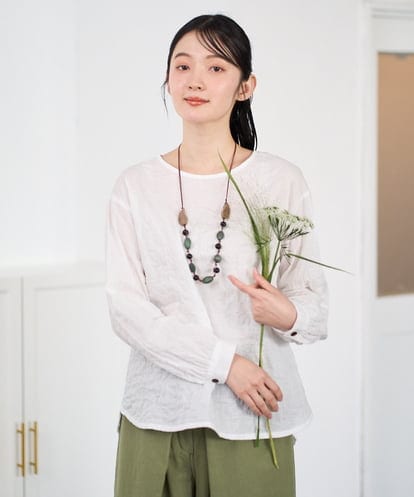 NGBEF19210 GIANNI LO GIUDICE [洗える・日本製]シャーリングシャンブレーブラウス