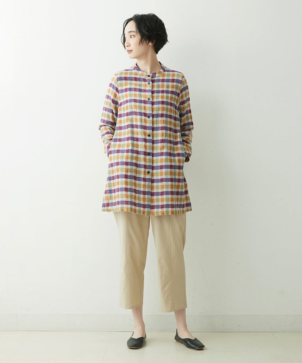 NGBET03360 GIANNI LO GIUDICE(ジャンニ ロ ジュディチェ) [洗える・日本製]ダブルフェイスギンガムブラウス イエロー