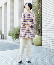 NGBET03360 GIANNI LO GIUDICE(ジャンニ ロ ジュディチェ) [洗える・日本製]ダブルフェイスギンガムブラウス イエロー