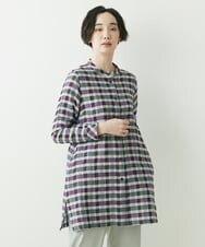 NGBET03360 GIANNI LO GIUDICE(ジャンニ ロ ジュディチェ) [洗える・日本製]ダブルフェイスギンガムブラウス パープル