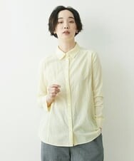 NGBET04230 GIANNI LO GIUDICE(ジャンニ ロ ジュディチェ) [洗える]アイレットカットジャガードブラウス ライトイエロー