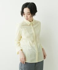 NGBET04230 GIANNI LO GIUDICE(ジャンニ ロ ジュディチェ) [洗える]アイレットカットジャガードブラウス ライトイエロー