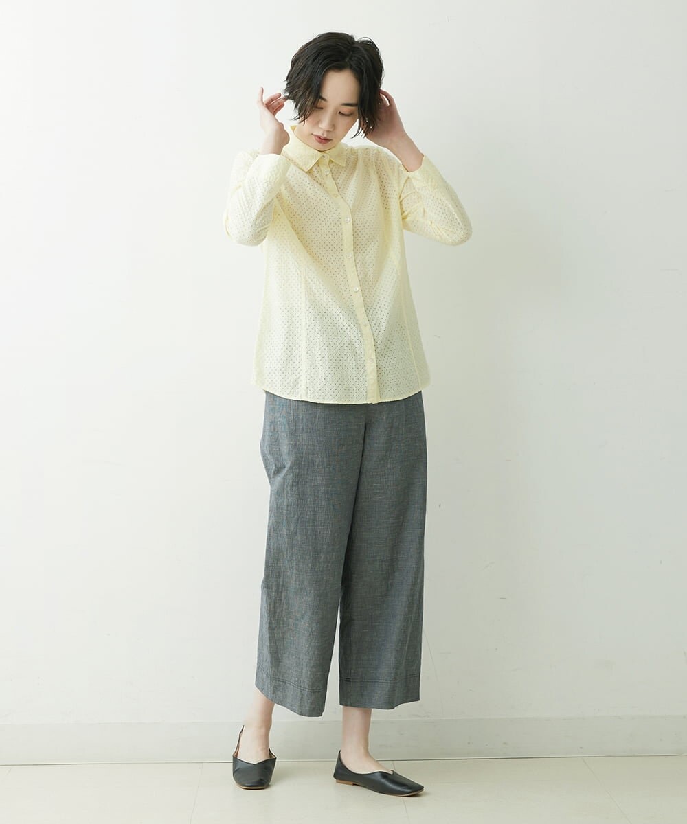 NGBET04230 GIANNI LO GIUDICE(ジャンニ ロ ジュディチェ) [洗える]アイレットカットジャガードブラウス ライトイエロー