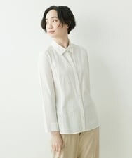 NGBET04230 GIANNI LO GIUDICE(ジャンニ ロ ジュディチェ) [洗える]アイレットカットジャガードブラウス ホワイト