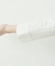 NGBET04230 GIANNI LO GIUDICE(ジャンニ ロ ジュディチェ) [洗える]アイレットカットジャガードブラウス ホワイト