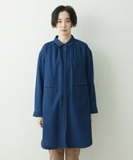 NGBET10360 GIANNI LO GIUDICE(ジャンニ ロ ジュディチェ) 二重織りガーゼデニムロングブラウス ネイビー