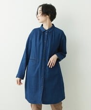 NGBET10360 GIANNI LO GIUDICE(ジャンニ ロ ジュディチェ) 二重織りガーゼデニムロングブラウス ネイビー