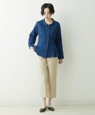 NGBET11300 GIANNI LO GIUDICE(ジャンニ ロ ジュディチェ) 二重織ガーゼデニムブラウス ネイビー