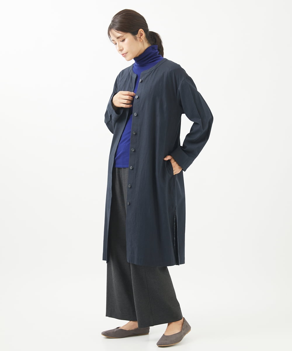 NGBEW11290 GIANNI LO GIUDICE(ジャンニ ロ ジュディチェ) [洗える]綿麻シュリンクチュニックブラウス ネイビー