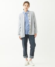 NGBEW21230 GIANNI LO GIUDICE(ジャンニ ロ ジュディチェ) [洗える・日本製]ロンドンストライプブラウス ブルー