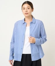 NGBEW21230 GIANNI LO GIUDICE(ジャンニ ロ ジュディチェ) [洗える・日本製]ロンドンストライプブラウス ブルー