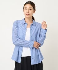 NGBEW21230 GIANNI LO GIUDICE(ジャンニ ロ ジュディチェ) [洗える・日本製]ロンドンストライプブラウス ブルー