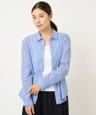 NGBEW21230 GIANNI LO GIUDICE(ジャンニ ロ ジュディチェ) [洗える・日本製]ロンドンストライプブラウス ブルー