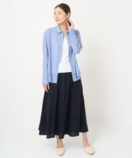 NGBEW21230 GIANNI LO GIUDICE(ジャンニ ロ ジュディチェ) [洗える・日本製]ロンドンストライプブラウス ブルー