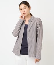 NGBEW21230 GIANNI LO GIUDICE(ジャンニ ロ ジュディチェ) [洗える・日本製]ロンドンストライプブラウス ブラウン