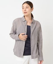 NGBEW21230 GIANNI LO GIUDICE(ジャンニ ロ ジュディチェ) [洗える・日本製]ロンドンストライプブラウス ブラウン