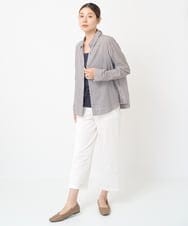 NGBEW21230 GIANNI LO GIUDICE(ジャンニ ロ ジュディチェ) [洗える・日本製]ロンドンストライプブラウス ブラウン