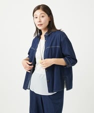 NGBGA20250 GIANNI LO GIUDICE(ジャンニ ロ ジュディチェ) [洗える]コットンデニムシャツブラウス ネイビー