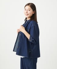 NGBGA20250 GIANNI LO GIUDICE(ジャンニ ロ ジュディチェ) [洗える]コットンデニムシャツブラウス ネイビー
